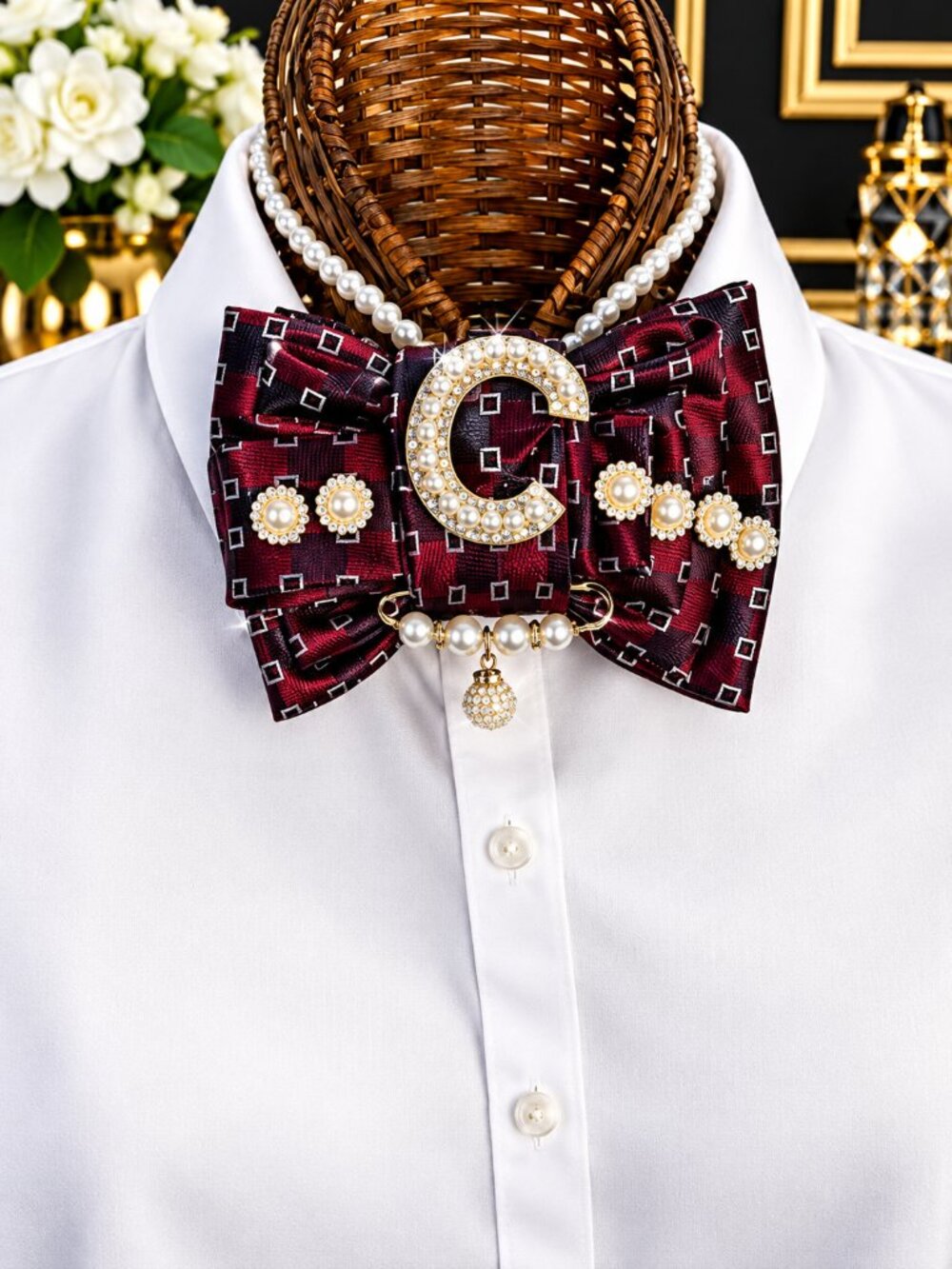 Silk Maroon Vintage Avant Garde Necktie Necklace